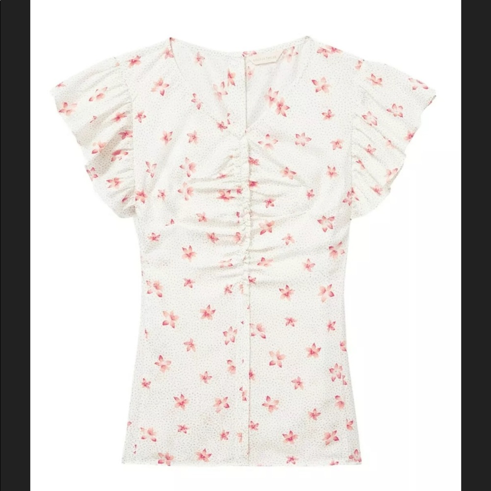 NWT Rebecca Taylor Maui Fleur Dot Ruched Top